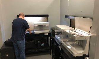 Jason Cardin making 3-D shields